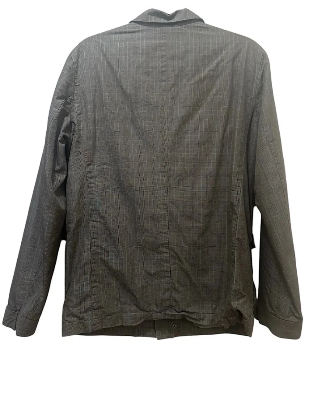 Banana Republic Men’s Military Style Jacket Gray Plaid Pockets Lightweight Sz S